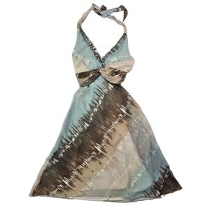 Vtg B Moss Y2K Babydoll Halter Midi Dress Sz 2 Earthy Forest Fairy Feminine 3115